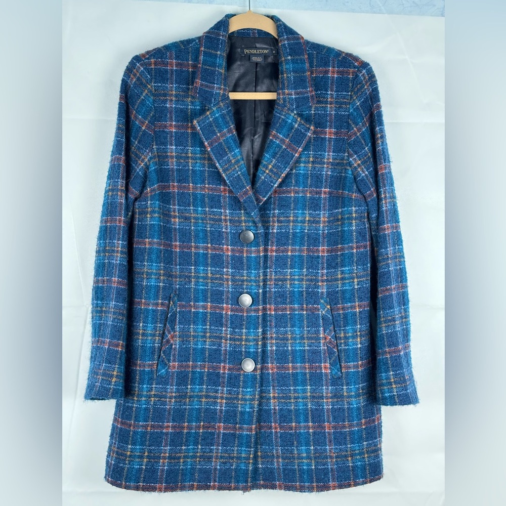 Pendleton Wool Mohair Blend Tweed Jacket Peacoat … - image 1